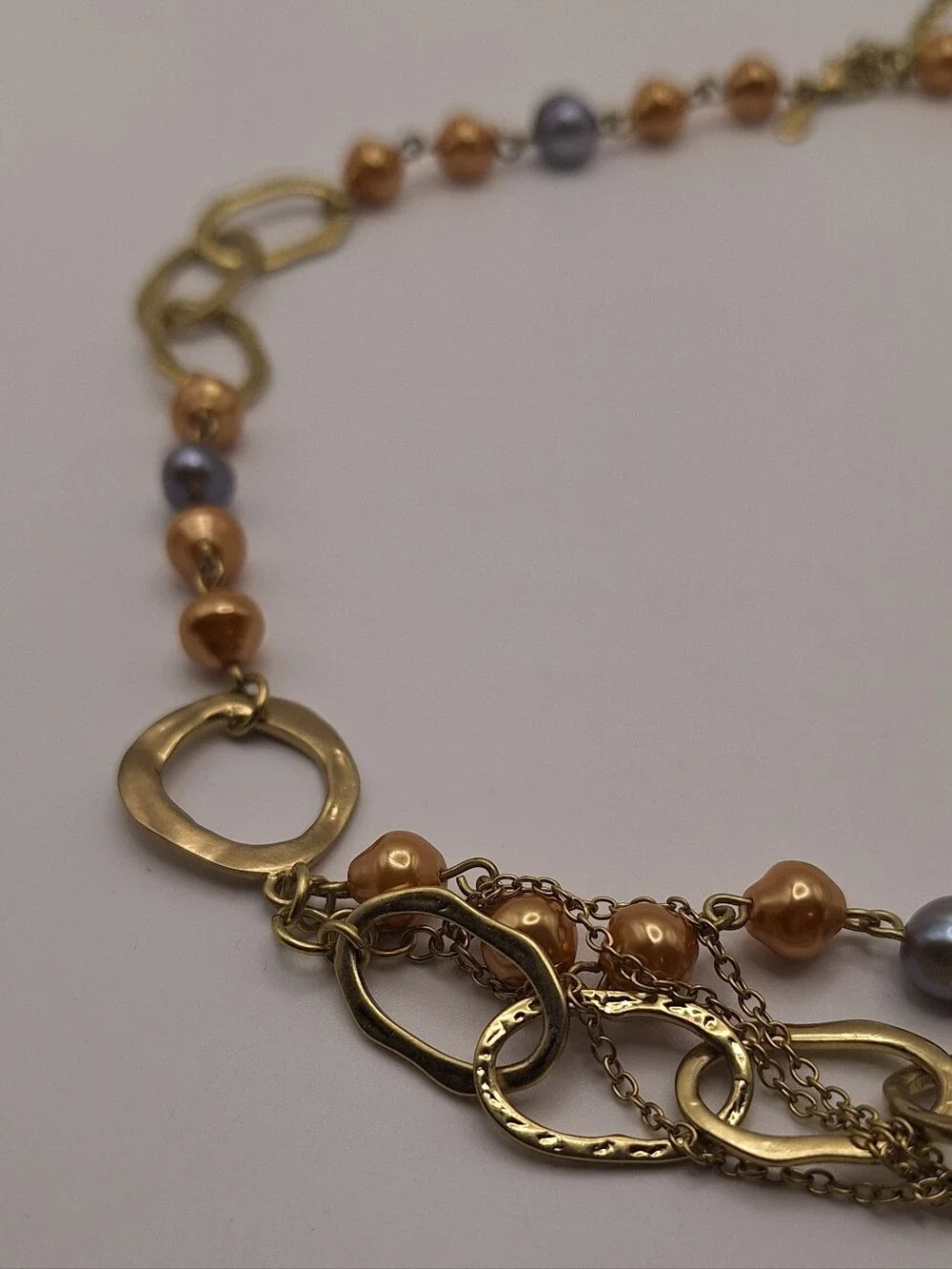NWT Premier Designs Gold Tone Pearl Multi Strand Statement Necklace